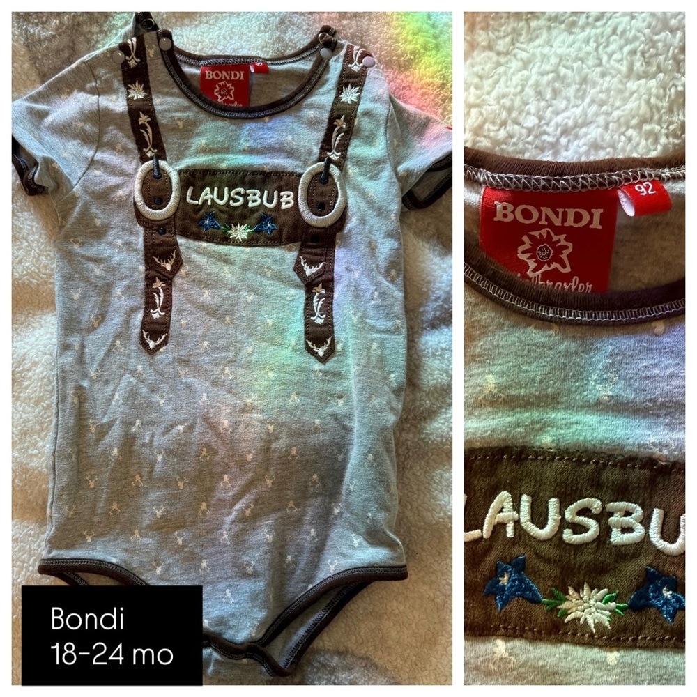 Bondi Baby Bodysuit Oktoberfest Leiderhosen onesie